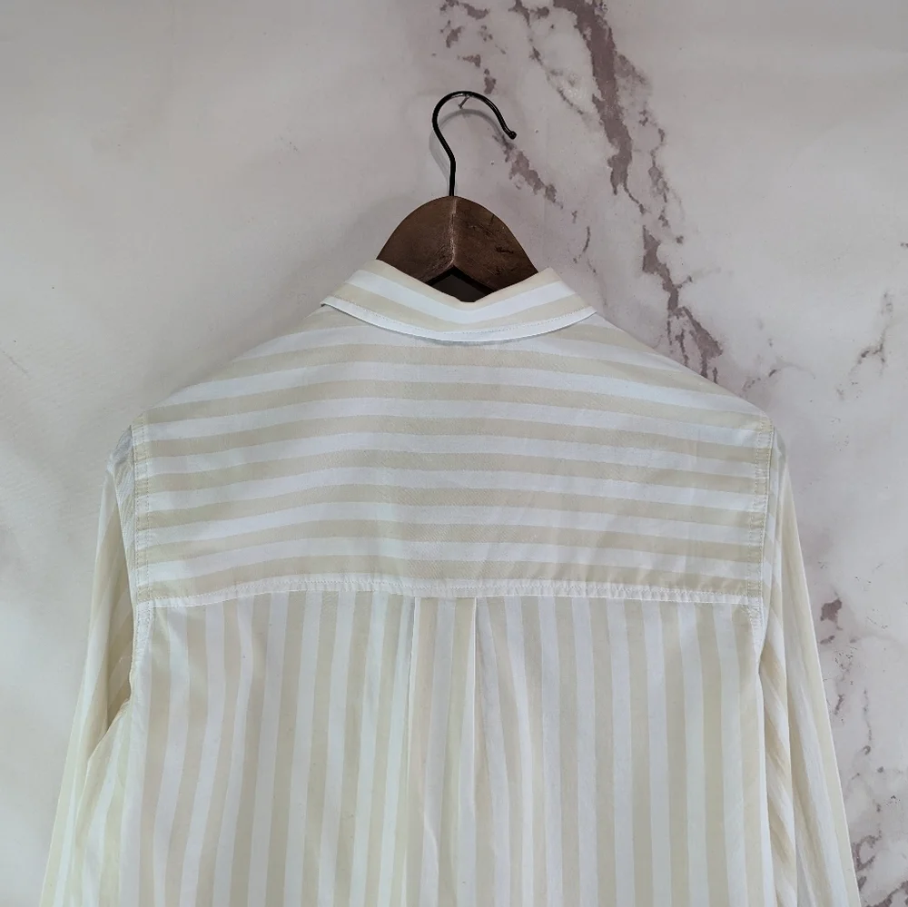 Everlane Cropped Cream Stripe Button-Down Shirt - Picture 8 of 15